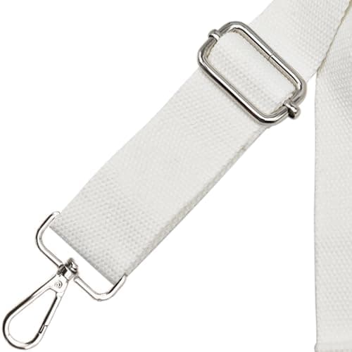 Hibate 1.5" Wide Cotton Replacement Crossbody Bag Strap for Women's Handbags Shoulder Straps - White/Silver Hardware — view 3