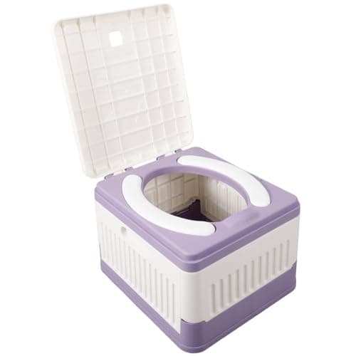 Homoyoyo Portable Folding Toilet Container Purple Pp and Pvc for Adults