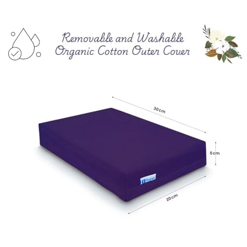 Yogan Head Cushion/Headpad (2") for Yoga/Pilates | Organic Cotton Outer Cover (Removable & Washable)| Inner Cover with Recycled Fiber Filling | 30x20x5 cm (Royal Purple) — view 2