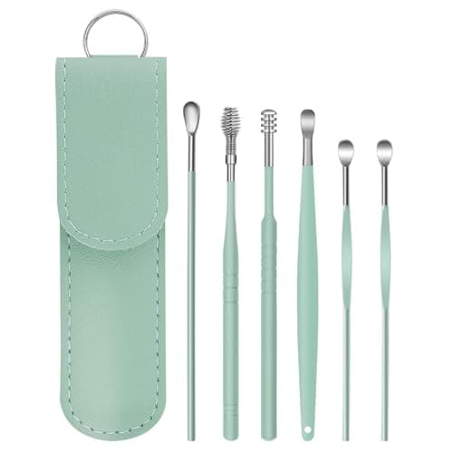 Ear Wax Removal Kit, 6 Pcs Stainless Steel Ear Cleaner Set, Portable Cleaning Tools for Home Travel Use