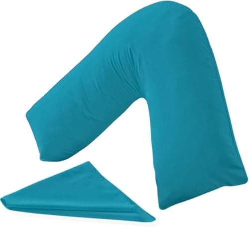 Nutra Nerd V pillow cases covers only - 100% Polycotton V shaped pillowcase cover - Neck & Back Support Orthopaedic Pregnancy Nursing V shape Pillow case cover only | Envelope Closure (Teal)