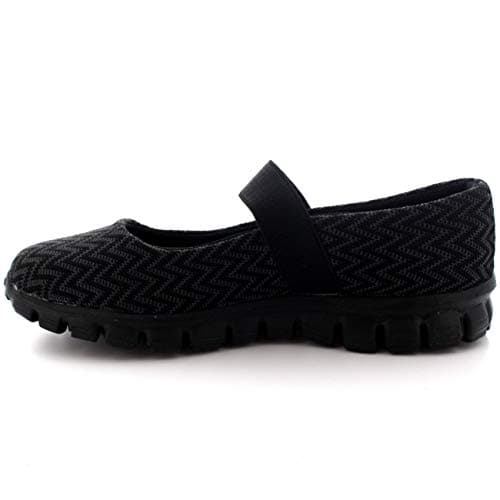 Get Fit Women’s Mary Jane Trainers - Lightweight Breathable Walking Shoes with Hook & Loop Strap - Shock Absorbing Casual Fitness Sneakers for Gym, Travel & Everyday Comfort - Black - UK3/EU36 — view 2