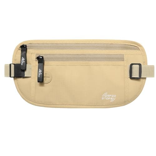 MoKo Travel Money Belt with Hidden RFID Blocking Wallet, Beige