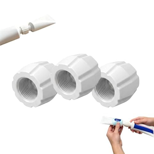 Toothpaste Refill Adapter and Transfer Tool, Compact Tube Connector for Travel Size Toothpaste, Reusable Bathroom Converter Accessory for Dispensing and Organisation (White_3PCS)