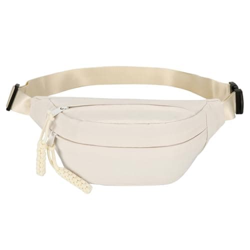 Long Keeper Bum Bag Waist Fanny Pack for Women Men Fashion Waist Packs Bumbag Cross Body Adjustable Travel Waist Bag Large Pockets for Running Hiking Outdoor (Beige)