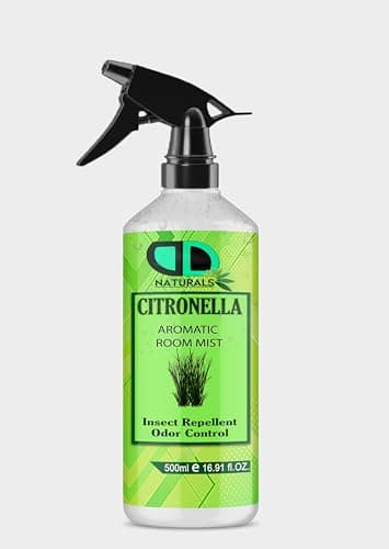 DD Teck Citronella Aromatic Room Mist Spray – Long-Lasting Natural Freshener For Rooms, Pillows & Linens – Safe, Plant-Powered Insect Defense For Camping, Patios, Pets & Family Use 500ml Spray