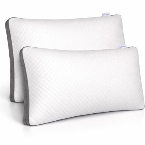 Aamira Adjustable Memory Foam Pillows 2 Pack, Bamboo Covers, Diamond