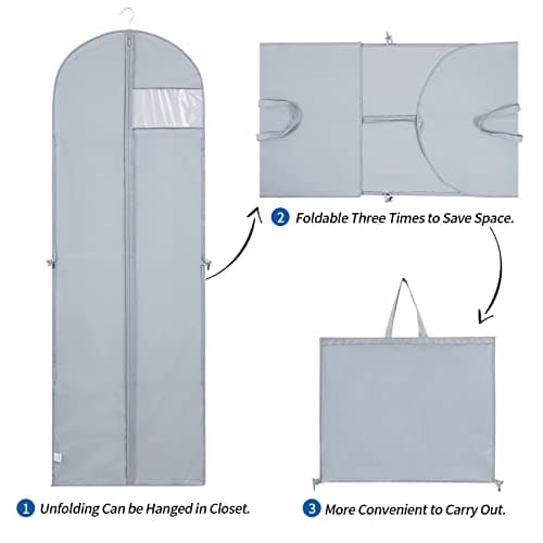 Niviy Wedding Dress Bag 60 x 180 cm, Long Dress Garment Cover with Handle — view 3