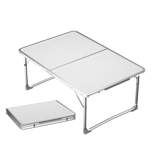 2FT Folding Camping Table with Carry Handle,60CM Lightweight Aluminum Picnic Table Portable Laptop Desk for Sofa,Bed,Office,Outdoor BBQ,Camping,Picnic & Travel
