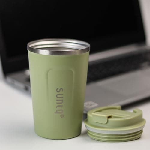 SUNTQ Reusable Coffee Cups Travel-Coffee Travel Mug with Leakproof Lid-Thermal Mug Insulated Cup-Stainless Steel Coffee Travel Cup for Hot and Cold Drinks, 13oz/380ml,Sage Green — view 6