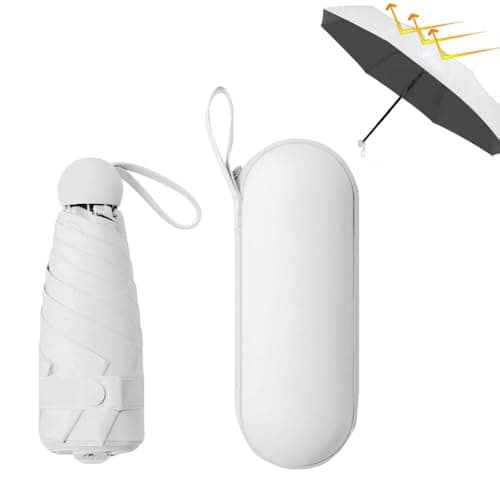 YZDZSW 6 Ribs Windproof Compact Umbrella, Small Umbrella for Handbag, White