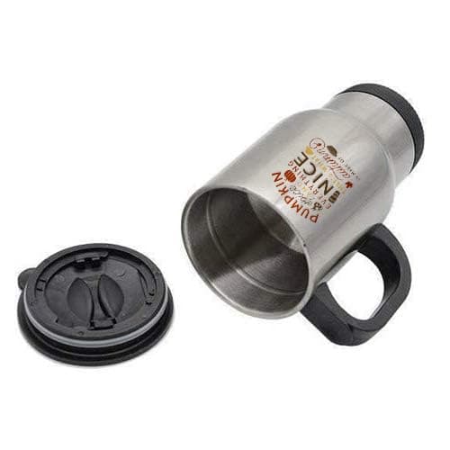 Giftme Autumn's Embrace, Pumpkin Spice and Everything Nice, Insulated Travel Mug, Tea, Coffee Mug. (Silver) — view 3