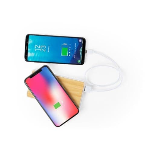 Sawfish Personalised Power Bank Dickens 8000mAh Bamboo Wireless Power Bank USB-C and Micro-USB Inputs — view 3