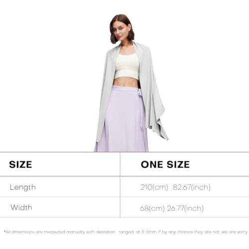 OHRAIN Sun Shawl UV Sun Protection UPF 50+ Beach Travel Scarf Wrap Summer Swimsuit Cover Up Cooling Blanket, Upgrade Light Grey, One Size — view 2