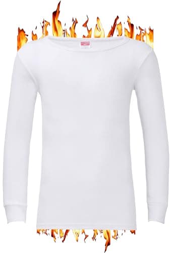ZRWASKA® Men's Extreme Thermal Underwear Tops, Comfortable Underlayer T-Shirt Long Sleeve Top Vest Warm Winter Thermals Men Top Base Layer White, Size XL