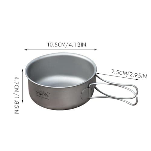 Titanium Camping Pot With Foldable Handle, 300ml Ultralight Portable Outdoor Cookware, Multifunctional 2-In-1 Soup Pot & Bowl For Camping Hiking Picnic — view 6