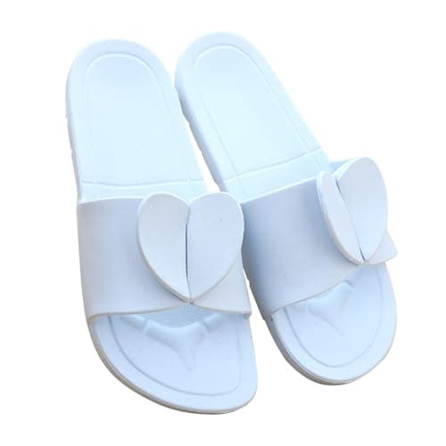 Nuoke sliders,summer slippers,Creative Portable For Summer Travel Business Trips Foldable Outerwear Swimming Hotel Non Home Girls' Heart with Hard Sole (Sky Blue, 6)