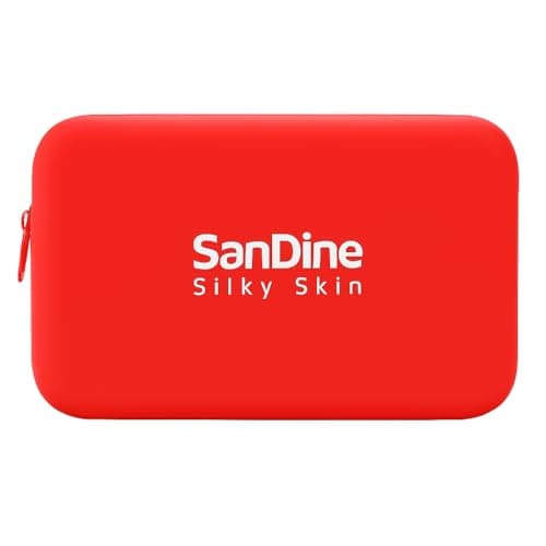 Silicone Cosmetic Bag – Waterproof Travel Makeup Pouch - Food-Grade Silicone Toiletry Organizer for Women & Men – Compact Stylish Multi-Functional Storage - by Sandine (Red)