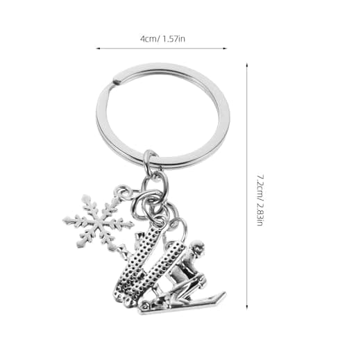 UKCOCO 4pcs Skiing Keychain with Double Snowboard Pendant Metal Silver — view 2