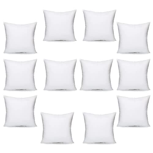 12 Pack 18'' x 18'' Hollowfibre Cushion Inner Pad, Super Soft Value Range, Pure White Plump Polyester Stuffer Pillow Insert Sham, Standard Square – MADE IN UK 45 x 45 Cm