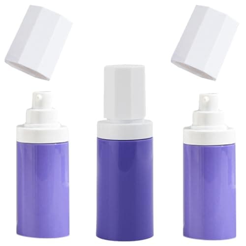 GALPADA 3pcs 50ml Purple Airless Pump Lotion Bottles Refillable Travel Size Moisturiser Dispenser Bottles Made of Sturdy Pp Material for Cosmetic and Liquid Storage