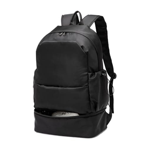 seyfocnia Gym Backpack for Men, Waterproof Travel Backpack with Shoe Compartment, Lightweight Sports Gym Bag, Dark Black, 20