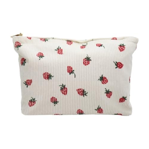 Small Makeup Bag Strawberry Corduroy Cosmetic Bag Make Up Bags Gift Women