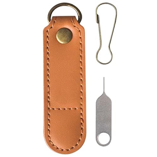Veeteah SIM Card Bag - PU Leather Removal Ejector Pin Tool Storage Pouch with Detachable - Anti-Rust Phone Cards Holder Pouches for Home, Travel