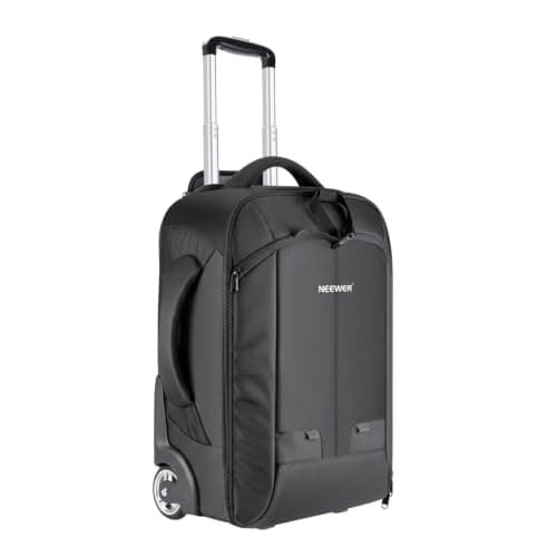 Neewer 2-in-1 Sliding Camera Backpack Suitcase Style Convertible with Double Handle, Shockproof with Removable Padded Compartments for SLR/DSLR Cameras Tripod Lenses (Black/Red)