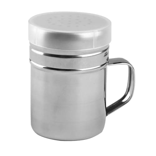 Bojueshaw Stainless Steel Powder Shaker Bottle,Multi-Hole Dispenser Rust-Proof Kitchen & Baking Tool with Handle for Cocoa,Sugar,Flour & Spices
