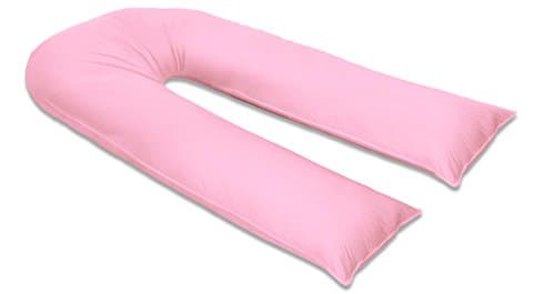 sleepdove 12Ft U Pillow Body/Bolster Support Maternity Pregnancy Support Pillow with Free Removable Cotton Blend Breathable Zip Cover - Made in UK (Pink)