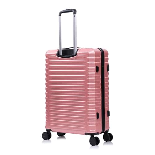 Rocklands Large Suitcase Hard Shell Lightweight 4 Dual Spinner Wheels Trolley Luggage Suitcase Hold Check in Luggage TSA Combination Lock (Pink, Medium 24") — view 2