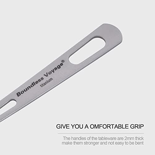 iBasingo 18.5cm Titanium Dinner Knife Ultralight Cutlery Travel Backpacking Hiking Camping Portable Tableware Indoor Outdoor Durable Flatware Ti1043T — view 4