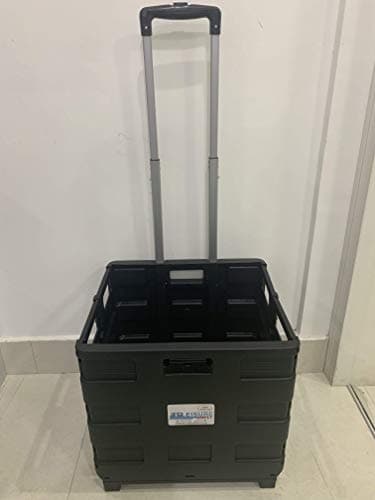NEW HEAVY DUTY EXTRA LARGE FOLDABLE FOLDING SUPERMARKET GROCERY SHOPPING BOOT TRUNK CAMPING CART CRATE BOX TROLLEY 40KG CAPACITY FOLDS FLAT BLACK LID — view 4