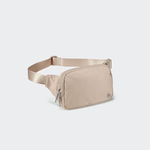 Pander Belt Bag Large 2L, Nylon Fanny Pack Purse for Women and Men with Adjustable Strap, Raw Linen, L, Solid — view 3
