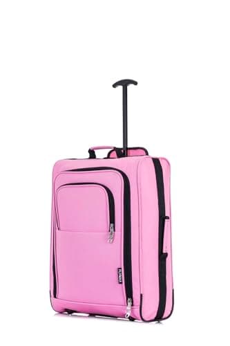 55x40x20 Ryanair Cabin Bag Hand Luggage Lightweight Suitcase Approved Carry on Luggage 1.4kg 44L Fits Pink