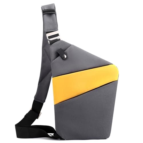 Spiritch Anti Theft Crossbody Bags for Women, Shoulder Bag Anti-theft Design for Travel, Sport, Gray Yellow - Left Shoulder, One size
