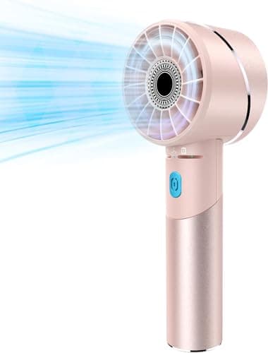 COZOME Handheld Fan, 7000RPM Turbo Portable Fan with 16H Battery, 4-Speed USB Rechargeable Mini Fan | Metal Alloy Pocket Fan, Travel Essentials for Outdoor, Travel, Office, Home | Summer Gift, Pink