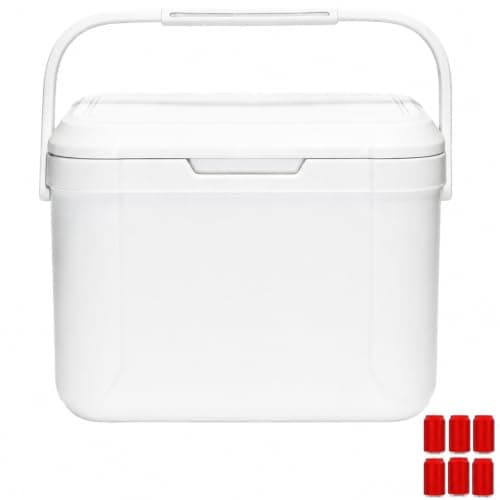 6 Pack Cooler Shell, PE/PU/PP Material, White, 186 oz Portable Ice Chest