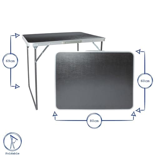 Harbour Housewares Folding Table - 80cm x 60cm - White - Small Metal Trestle Tables Foldable Portable Side Table for Indoor, Outdoor, Garden, BBQ, Pinic, Dining, Camping — view 3