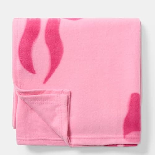OHS Bow Print Fleece Blanket Pink Throw, Super Soft Warm Cosy Polar Throws for Sofas Bed Settee Decorative Throw Blanket Fluffy Single Bed Throws, Hot Pink - 120 x 150cm — view 4