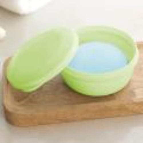 Travel Soap Container, Round Plastic Holder with Leak-Proof Lid, Plastic Travel Soap Container Sink Soap Draining Rack ﻿(yellow) — view 2