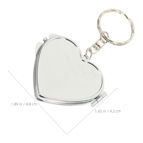 Kichvoe 4pcs Heart Shaped Double-sided Folding Makeup Mirror Keychain Set for Women, Metal and Aluminum with Crystal Reflection, Space Saving Design, for Commutes and Fitness Routines — view 2