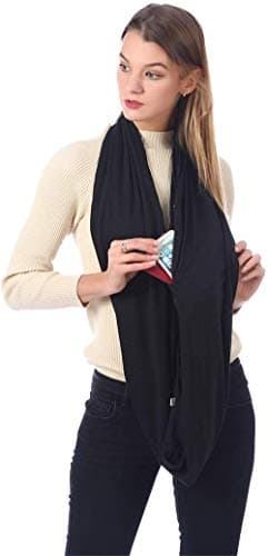 Ulalaza Infinity Scarf with Hidden Zipper Pocket Lightweight Travel Wrap for Women Girls — view 6