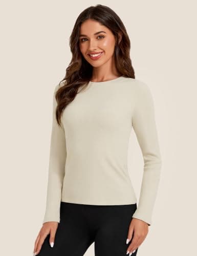 Harlamvar Women's Thermal Tops Lightweight Long Sleeve Soft Base Layer Top — view 2