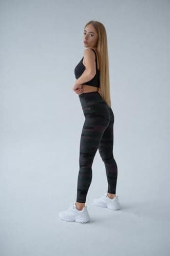 High Waist Womens Leggings - 4 Way Stretch Yoga Pants Workout Leggings - Ankle Length Jeggings for Women(S-M, Black Camouflage) — view 6