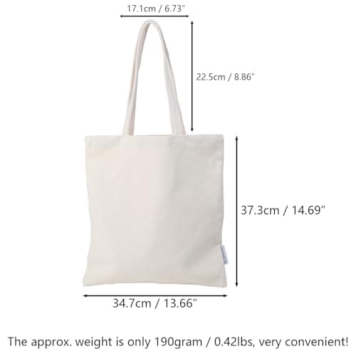 CREAWONDER Canvas Tote Bags with Handles Reusable Grocery Shopping Bag Sturdy Cotton Blank Cloth Bags for Women — view 5