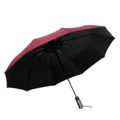 Gyios Sun Umbrella Double Layer Folding With Inner Light Blocking Coating, Windproof Waterproof Portable -burgundy
