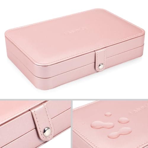 LANDICI Jewellery Box Small Jewellery Organiser for Women Girls, Rose Gold — view 5