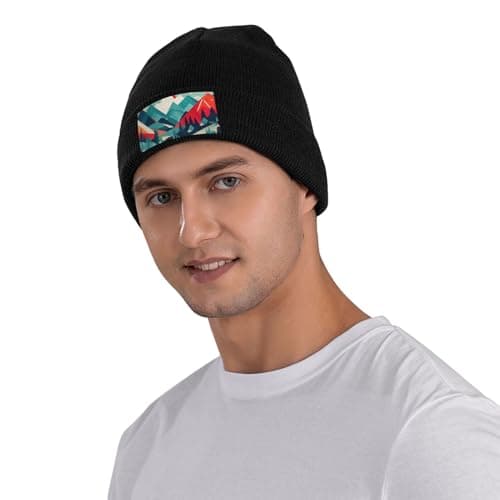 RoMuka Travel Mountain Scenery Knitted Woolen Hat - Velvet Patch Winter Warm Hat Suitable for Home Or Outdoor Activities, Travel Mountain Scenery, One size — view 5